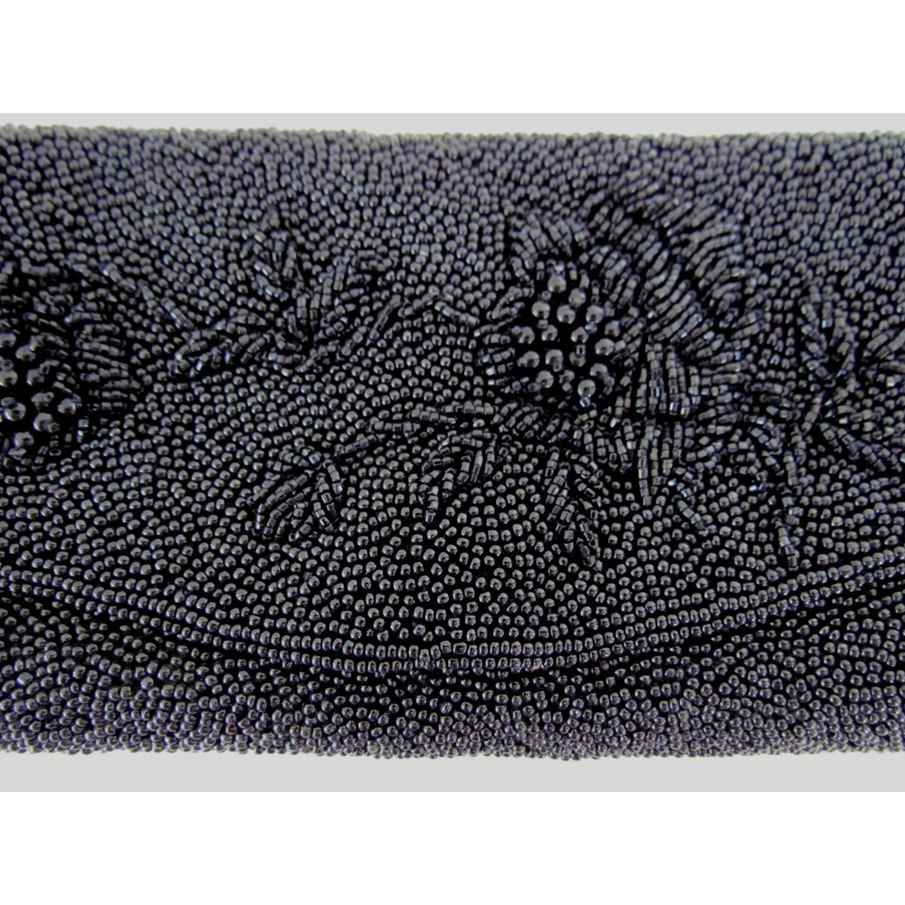 Vintage Black All Hand Beaded Clutch Purse Bag Hong Kong Evening Cocktail